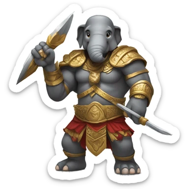 strong elephant warrior sticker