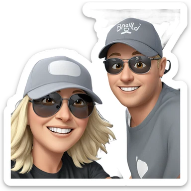 smiling girl with boy in hat sticker