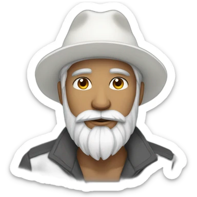 pakistani man with white hat and messy beard fursona sticker