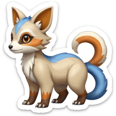 Shiny Brown Orange Blue White Beige Linoone-Absol-Trico-Furret-Hybrid (Full body) sticker