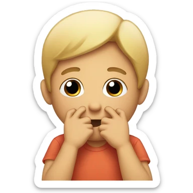 blushing emoji holding his hands infront of his face being shy sticker