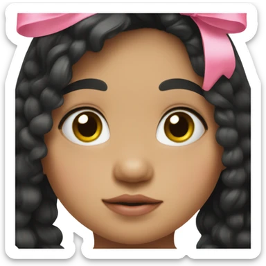 Mexican toddler girl with long black hair and pink bow sticker