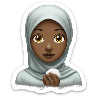 Black hijabi girl with a piece of cotton sticker