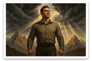 uomo che accoglie le sfide della vita e le supera senza paura sticker