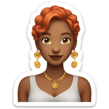 Uma menininha ruiva com brincos que parecem sol sticker