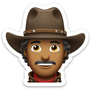 Make a cowboy person from the American West with a chin with hair and its shape resembles Arthur from the Red Reddemation game sticker
