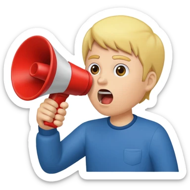  2nd pic yelling into megaphone held in right hand sticker