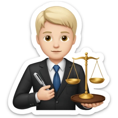 Lawyer holding a scale sticker