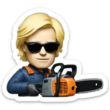 andy warhol with a chainsaw sticker