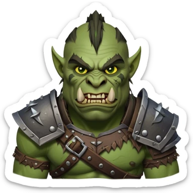 Cinematic Realistic WoW Orc Warrior Portrait, head tilted dramatically with an exaggeratedly amused expression, blending raw, primal might with a touch of unexpected humor. His battle-scarred green skin, robust muscles, and intricately detailed tribal armor in deep, earthy tones are rendered with lifelike texture and dynamic lighting, high shine, dramatic yet whimsical, capturing an orc warrior whose epic strength is matched by a playful, irreverent charm. sticker