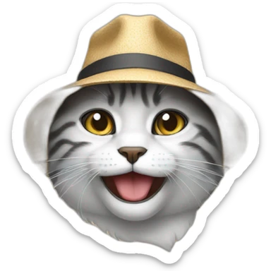 A cat crying whit a hat  sticker