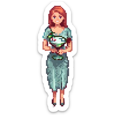 A woman with a cocktail glass sticker