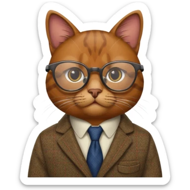 Brown cat as a professor sticker