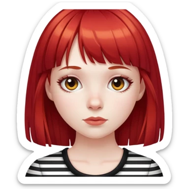 Pale girl, black striped red hair and bangs sticker