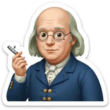 Benjamin Franklin hitting vape sticker