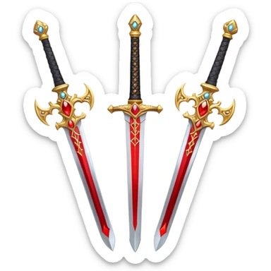 Two Golden royal swords with red gems sticker