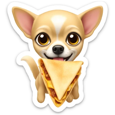 blonde small runt thick chihuahua eating a crunchwrap from taco bell sticker