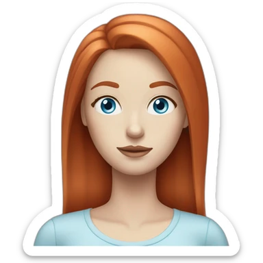 pale woman with blue eyes and straight medium length red hair sticker