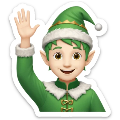 DUENDE NAVIDEÑO SONRIENDO CON DIENTES Y MANOS ARRIBA ANIMANDO sticker