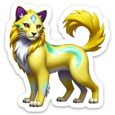 Shiny Elemental Exotic Raikou-Liepard-Persian-Delcatty-Pokémon-Fakémon-hybrid-creature (full body) sticker