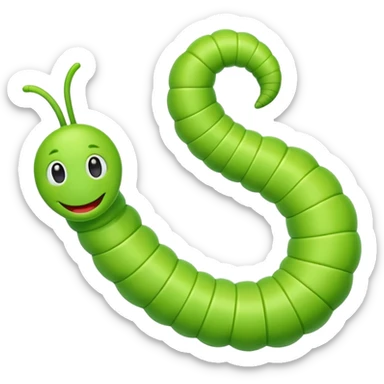 long whimsical cartoon worm emoji, exaggerated length sticker