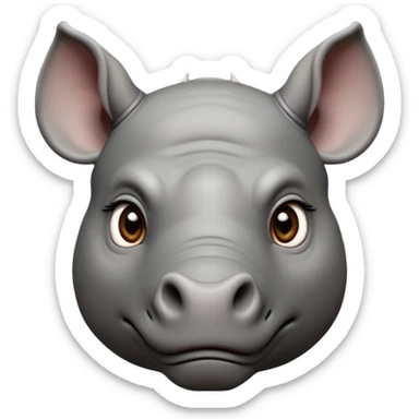 cinematic-noble-rhinoceros-portrait-emoji,-poised-and-regal,-with-a-massive,-powerful-build-and-a-thick,-deep-set-soulful-piercing-eyes,-simplified-yet-sharp-and-sophisticated-features,-highly-detailed, large eyes, slate grey hide sticker