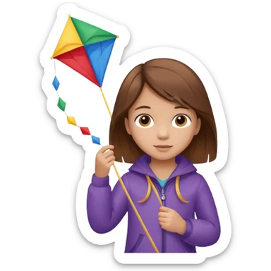 little girl kid holding kite sticker