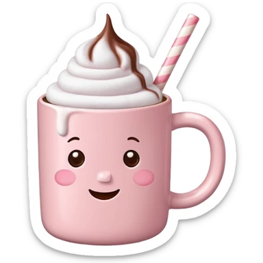 Light Pink mug of hot chocolate with marshmallows  sticker