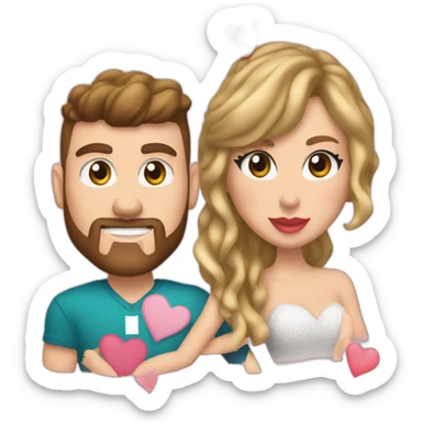 travis kelce and taylor swift with hearts sticker
