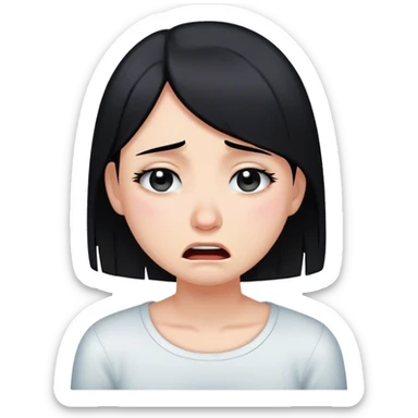 Girl with strait black hair cry sticker