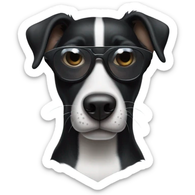 Black dog with white stripe wearing Oakley sunglasses  sticker