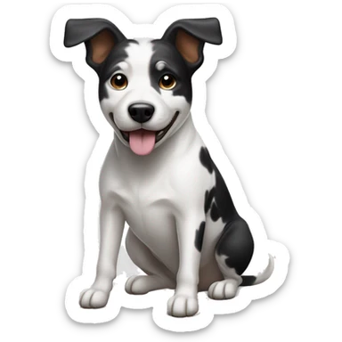 white and black dog terrier/cattle dog mix using the vacuum sticker