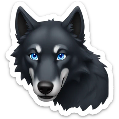 black wolf with blue eyes drinking a beer sticker