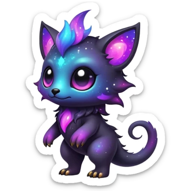 Cute cool colorful dark nebula fantasy-Fakemon-Digimon-animal-hybrid full body sticker