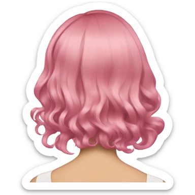 Pink mid-wavy short side-hair rear view sticker