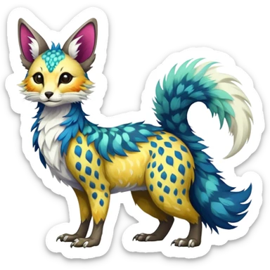 Feral Rare Fantasy colorful Vernid-Trico-species by LiLaiRa, random markings, tufted tail, tufted ears, full body sticker