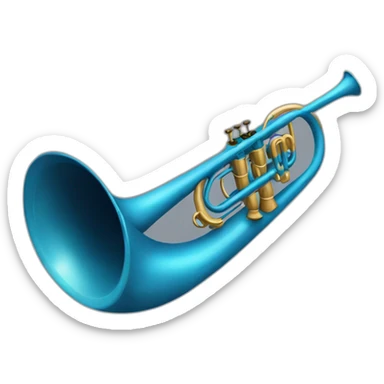 Round hunting horn blue sticker