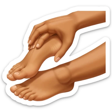 a hand is grabbing a foot sticker