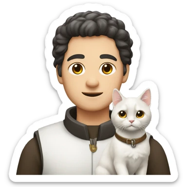 À sheperd german with a White cat with a Little of black color sticker