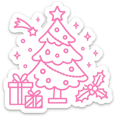 Pink christmas, remove background  sticker