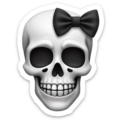 skull emoji with black bow sticker