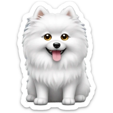 Small white plush spitz sticker