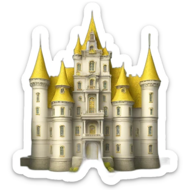 yellow white large symmetrical baroque castle sticker