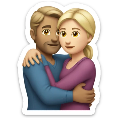 Caucasian Man and woman hugging  sticker