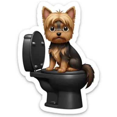 Yorkshire terrier na privada sentado fazer poop sticker