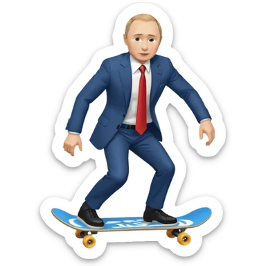 putin riding skate board sticker