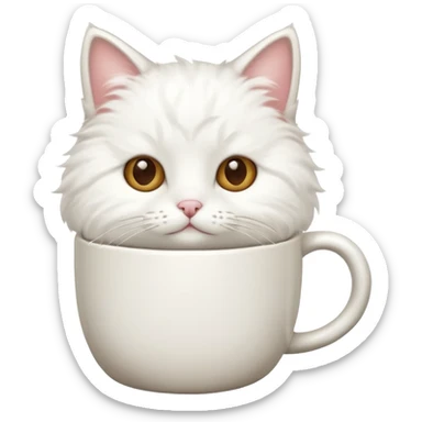 cute white cat relaxing in a coffe mug sticker