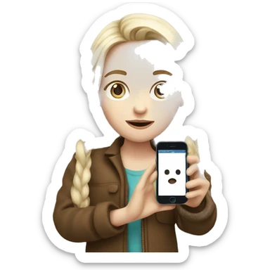 a girl with white skin holds a phone in her hand sticker