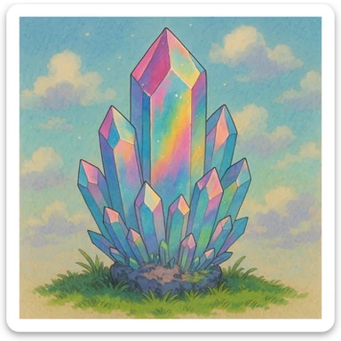 rainbow aura quartz crystal sticker