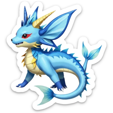 Manectric-Vaporeon-Salamence-Electrike-Furfrou-koi-Fakemon-fusion, full body sticker